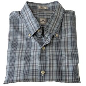 Peter Millar Mens Large Plaid Button Down Short Sleeve Casual Shirt